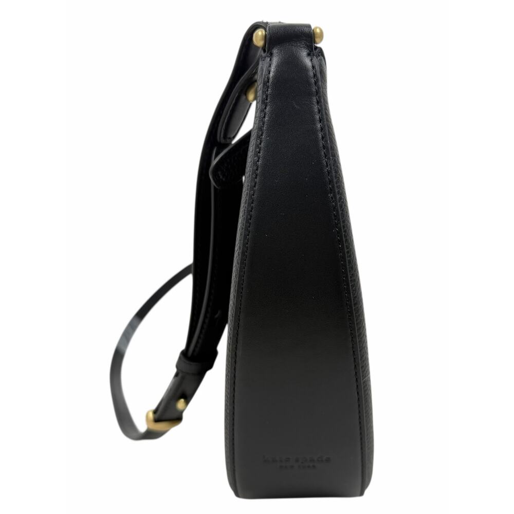 Kate Spade Duo Small Pebbled Leather Crossbody Bag Black Gold - Picture 10 of 16